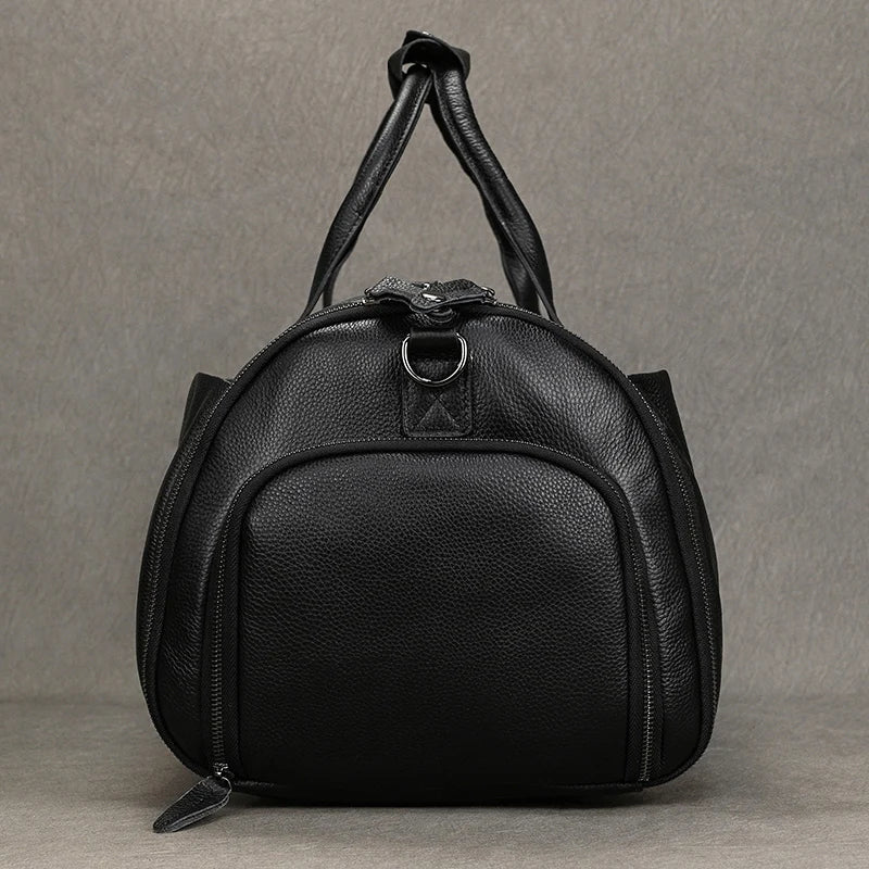 Crazy Horse Leather Folding Suit Bag Man Business Travel Bag With Shoe Pocket Clothes Cover Luggage Duffel Bag Man Bag For Suits