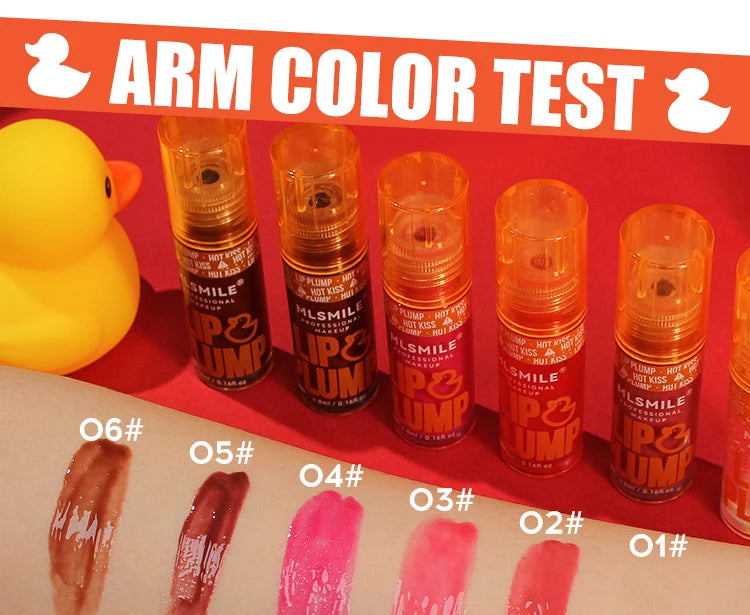MLSMILE 6pcs/SET Lip Plump Lip Gloss Pearl Mirror Long-lasting Moisturizing Lip Balm Liquid Mouth Red Lip Glaze Lip Gloss