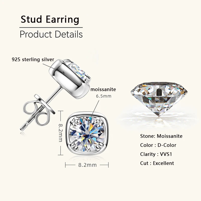 Lnngy GRA Certified Moissanite Stud Earring For Women Original 925 Sterling Silver Irregular Piercing Earring 2025 Hot Jewelry
