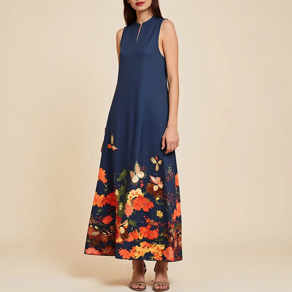 Rafiah Women's Dresses Summer Elegant Fashion 2025 Butterfly Print Sleeveless V-Neck Midi Sweet Dating Dresses 0
