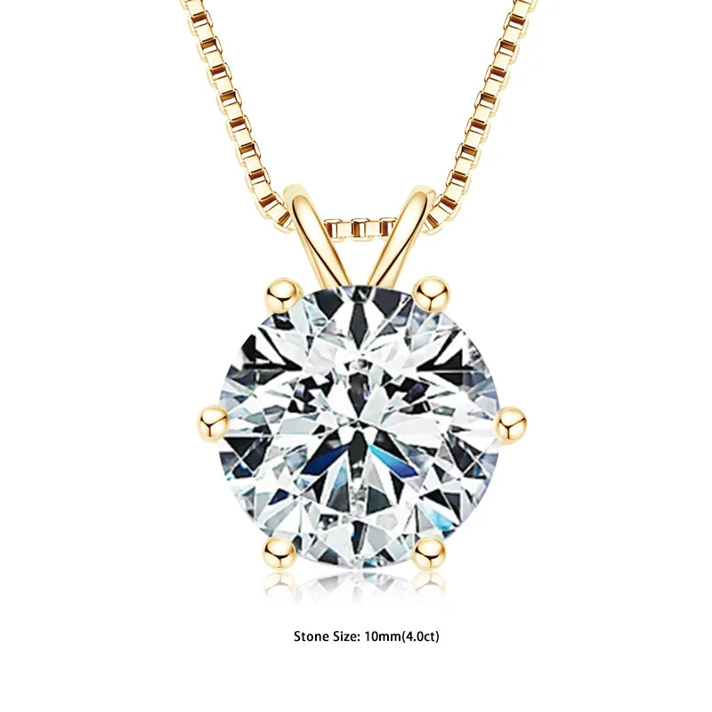 RAPRGOLD GRA Certified 0.5-5ct Moissanite Pendant Necklaces 925 Sterling Silver Solitaire Necklace Chain For Women Jewellry Gift