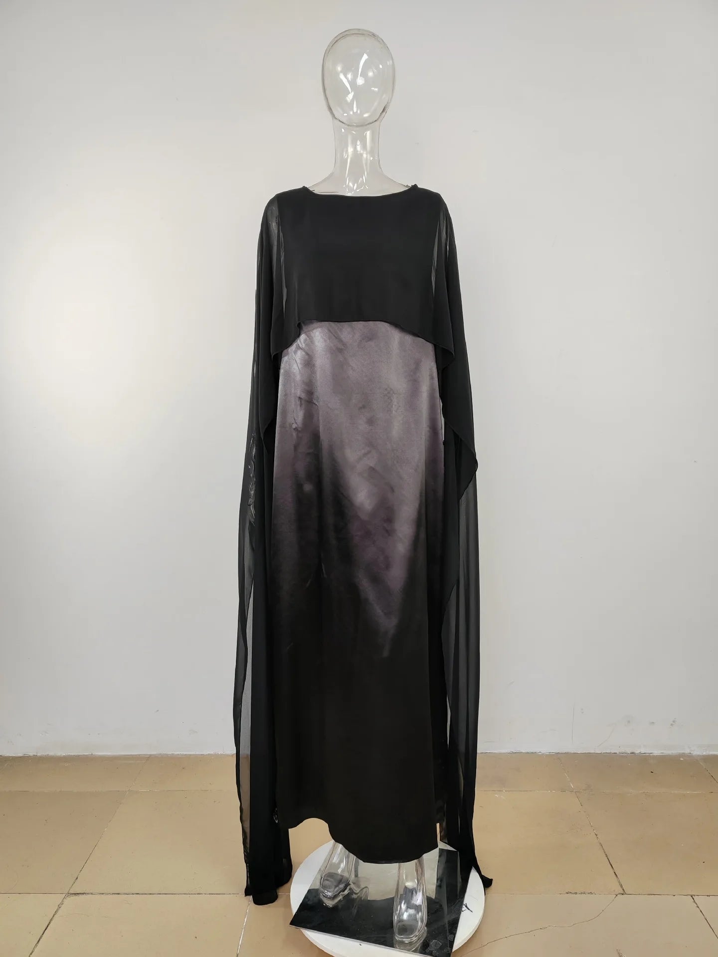 Women Dress Long Dresses Solid Round Neck Full Sleeve Casual Regular Loose Fit Elegant Splice High Waist Vestidos