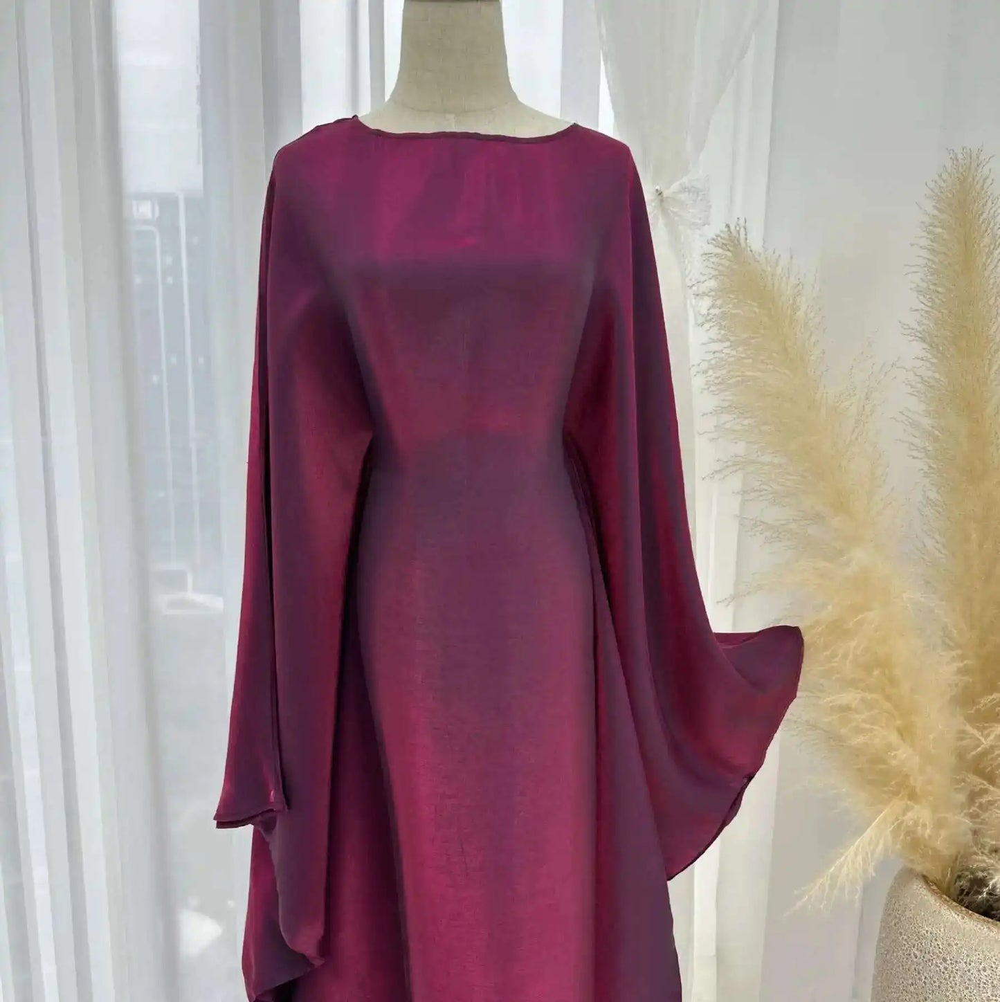 LANMREM Elegant Party Long Dress Women Many Colors Fashion Round Neck Batwing Sleeves Loose Dresses Fashion New Clothing 32C1950
