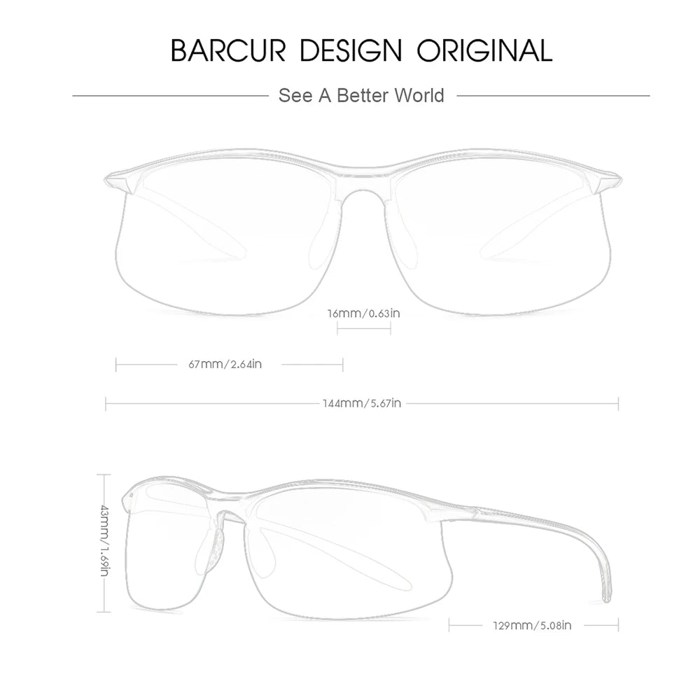 BARCUR Sports P-Cycling Sunglasses Male Polarized Sun Glasses for Men Women Utra Light Travel Fishing Eyewear Accessory Oculos