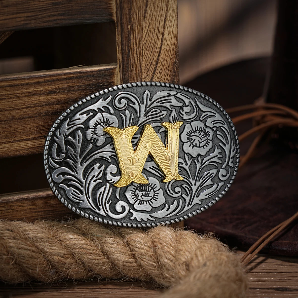 Western Belt Buckle Initial Vintage-Cowboy Rodeo Silver Large Belt Buckle for Men Women