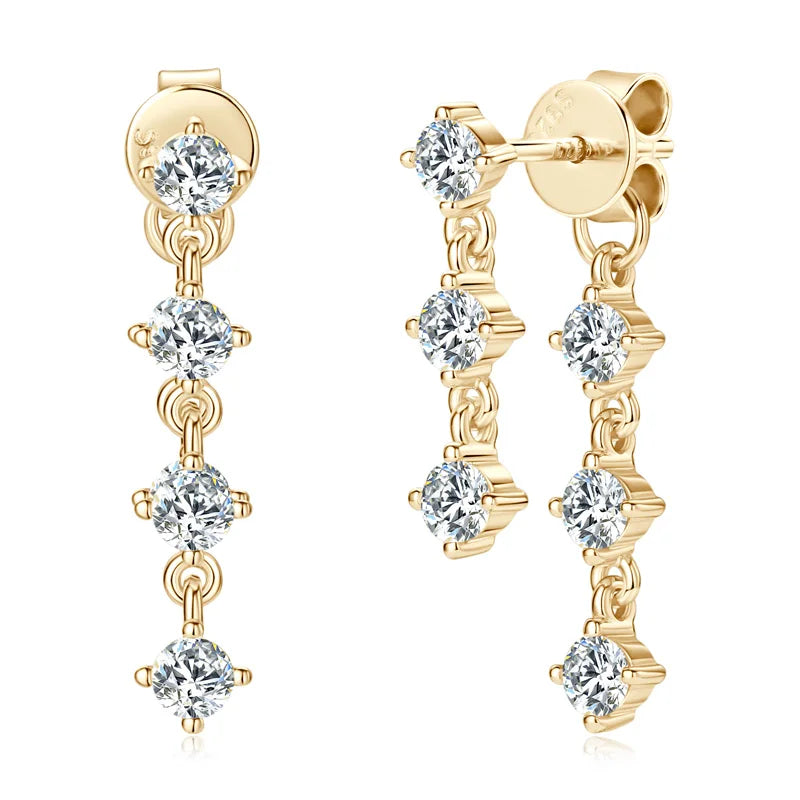 Lnngy 3mm Moissanite Drop Earrings 925 Sterling Silver Tassel Chain Earring For Women Girls Wedding Party Charms Jewelry Gift