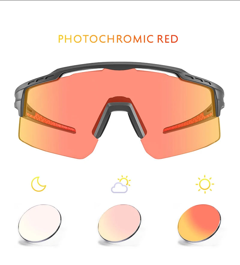 KAPVOE Photochromic Cycling Glasses Outdoor Sports Sunglasses for Man Bicycle Eyewear MTB Cycling Women Road Bike UV400 Goggles
