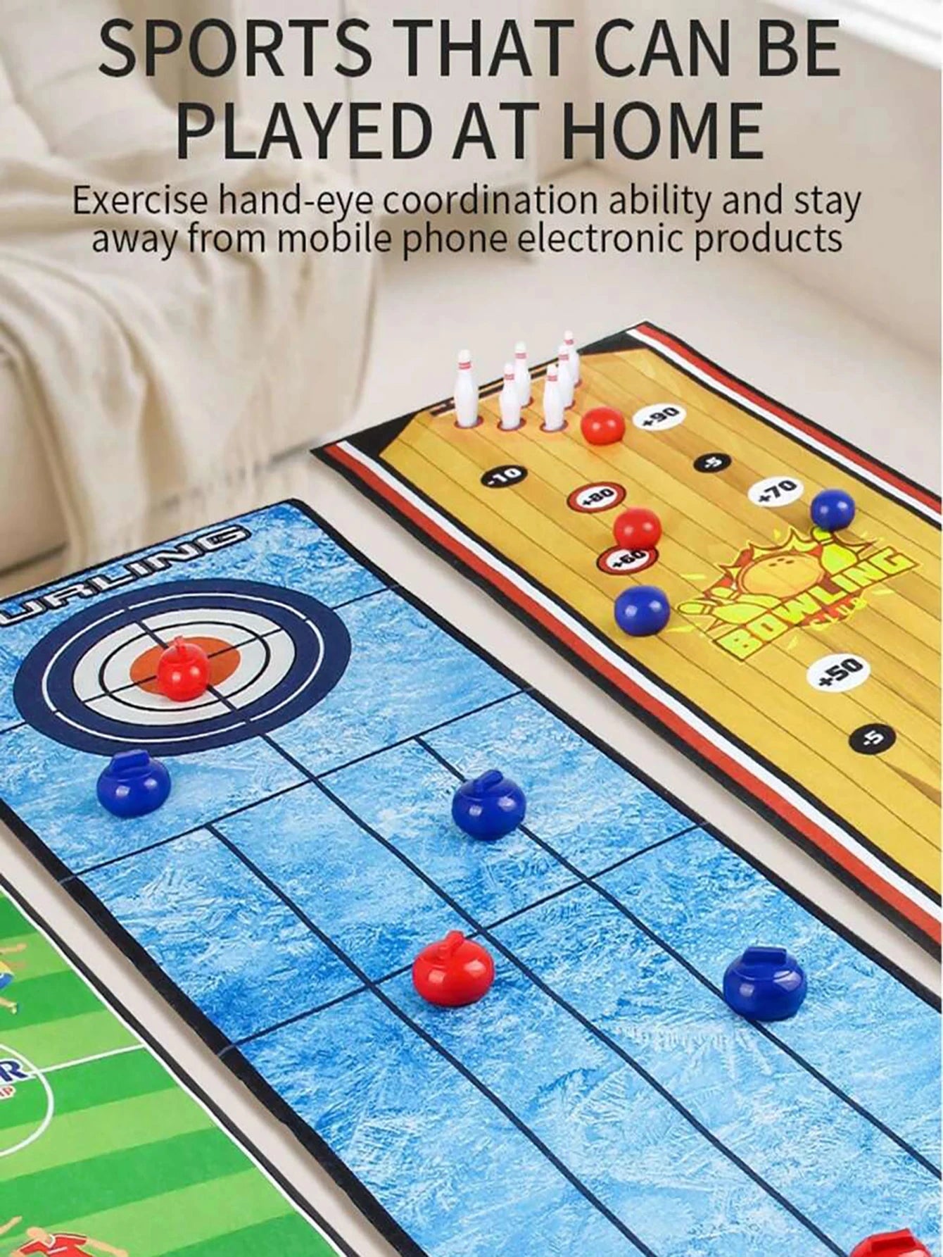 Portable Children Interactive Social Board Games Curling Soccer Bowling Table Games Mat Family Friend Party Fun Indoor Sport Toy