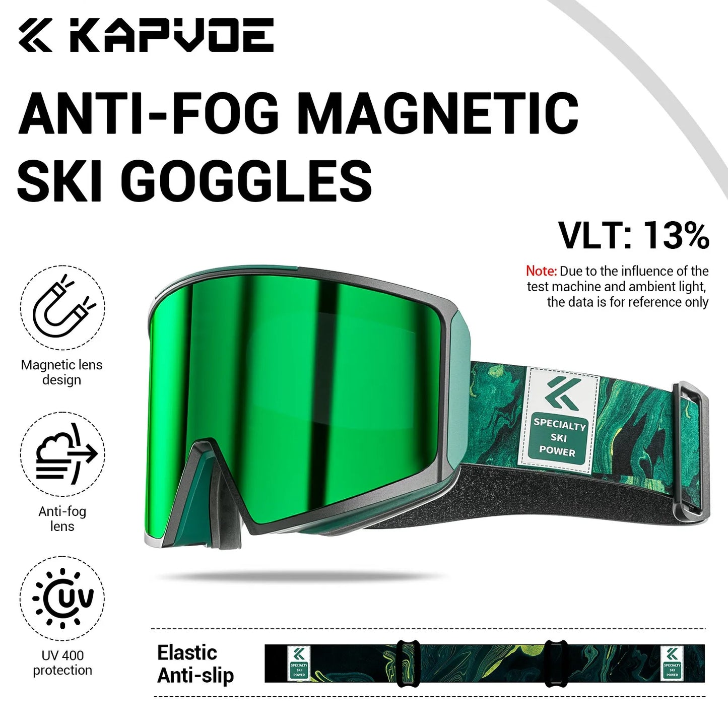 KAPVOE New Ski Snowboard Mask Goggle Men Women UV400 Protection Snow Glasses Magnetic Attraction Anti-Fog Skiing Goggles Adult