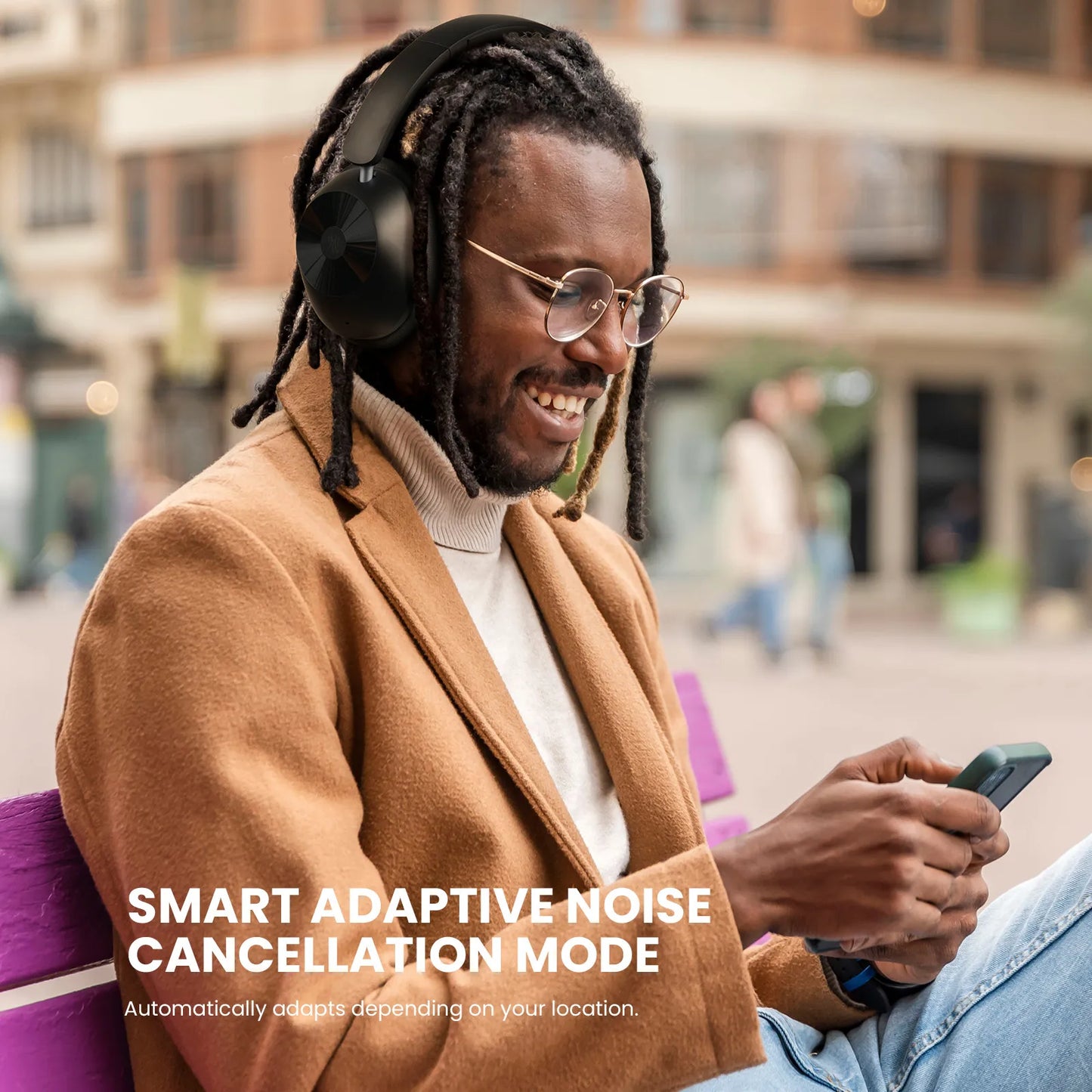 Oneodio A5 Bluetooth 5.4 Headphones 43dB Hybrid Active Noise Cancelling Over Ear Wireless Headset Hi-Res LDAC Audio With ENC Mic