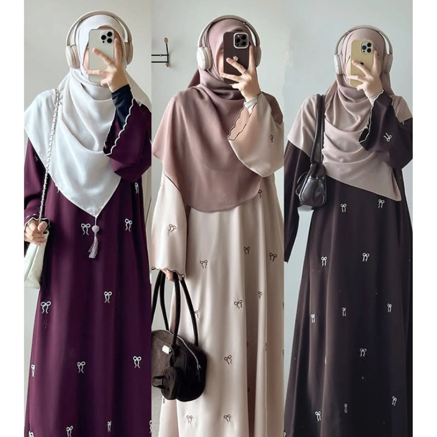 Eid Women Party Dress Muslim Abaya Bow Embroidery Modest Jalabiya Ramadan Long Dresses Abayas Vestidos Largos Kaftan Long Robe