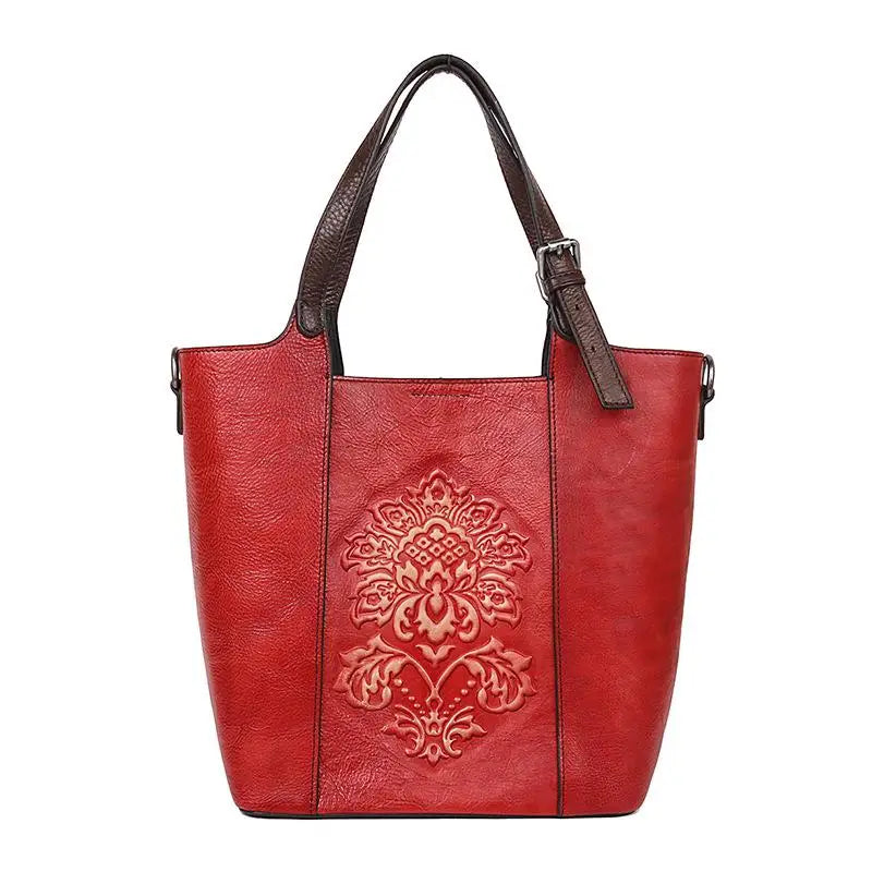MOTAORA Large Capacity Bucket Bag 2025 New Vintage Luxury Handbags Women Genuine Cowhide Handmade Embossing Woman Shoulder Bags