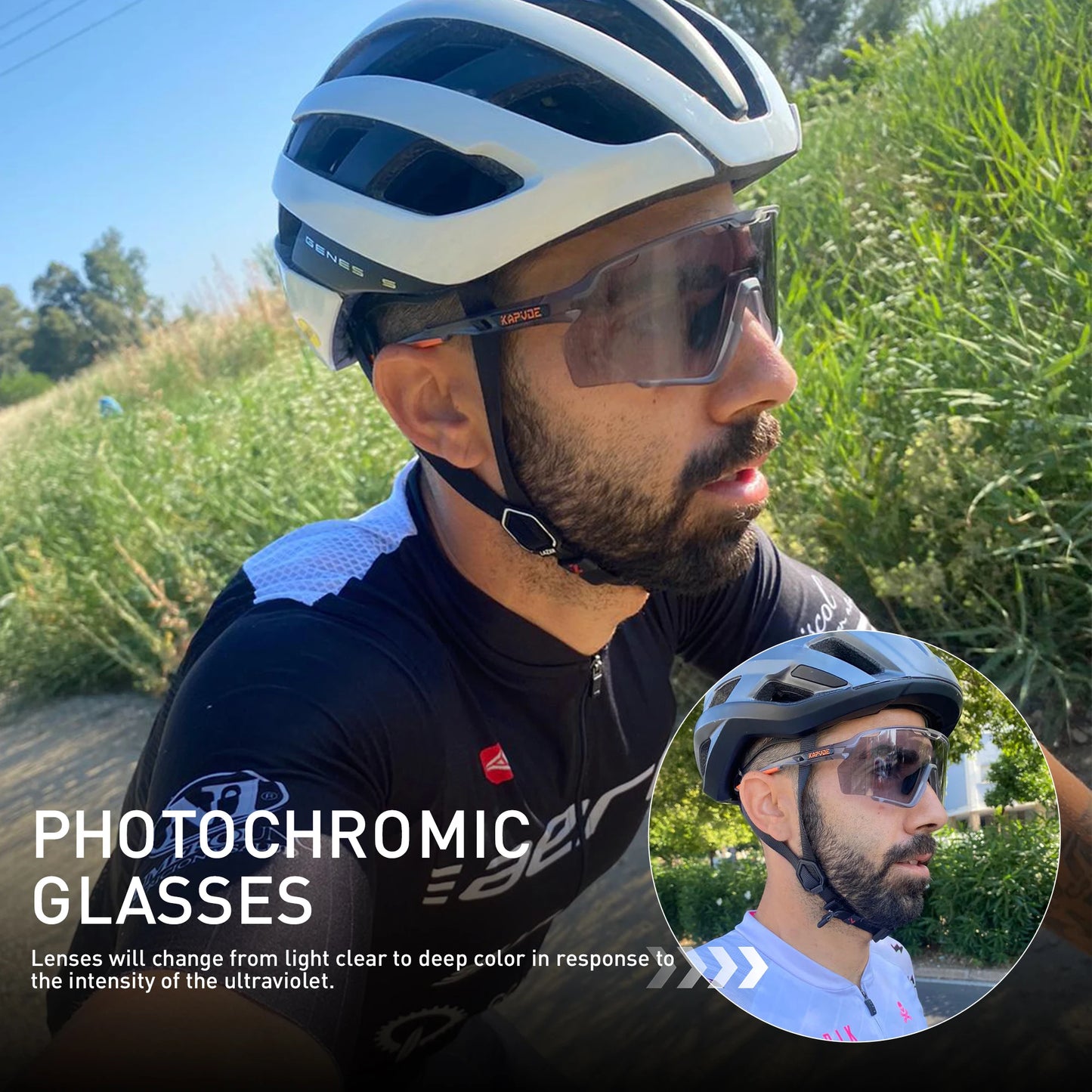 Kapvoe Photochromic Sunglasses Outdoor Bicycle Cycling Glasses MTB Driving Bike Eyewear Women Man Sports Hiking UV400 Goggles