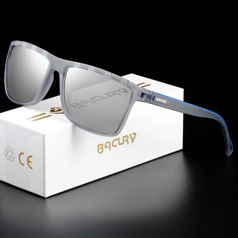 BACURY Brand Original Polarized Men Sunglasses TR90 Square Comfortable Driving Finishing Hiking Sun Glasses Women Eyewear