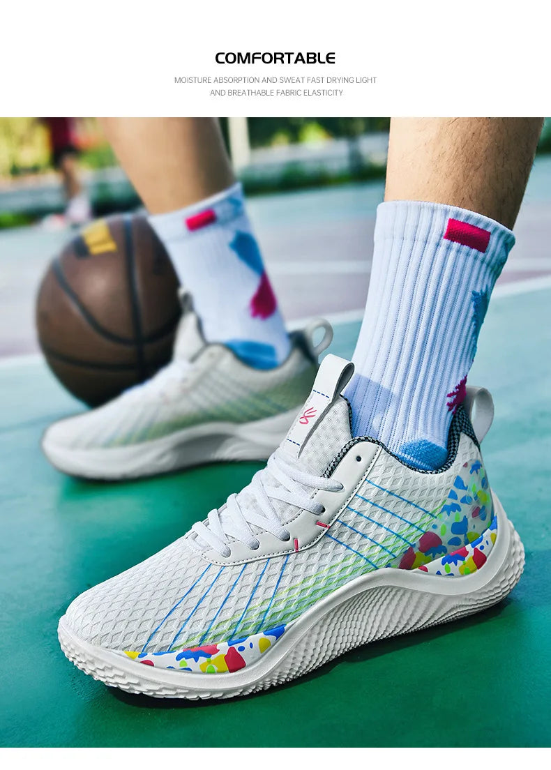Summer New Men's Casual Shoes Breathable Comfortable Running Large Size Basketball Shoes Fashionable Versatile Couple Shoes