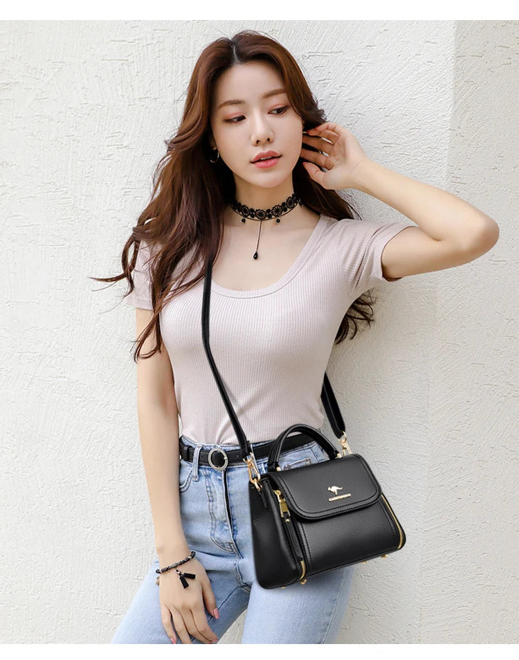 High Quality Soft Leather Tote Bag Fashion New Solid Ladies Purses and Handbags Large Capacity Shoulder Croosbody Bag for Women