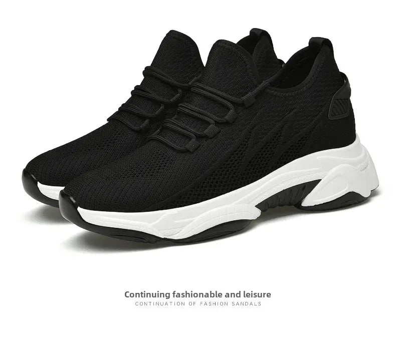 Invisible Heightening 8CM Men's Running Shoes Low Heel Soft Bottom Casual Sports Shoes Breathable Mesh Inner Lining EVA Insole