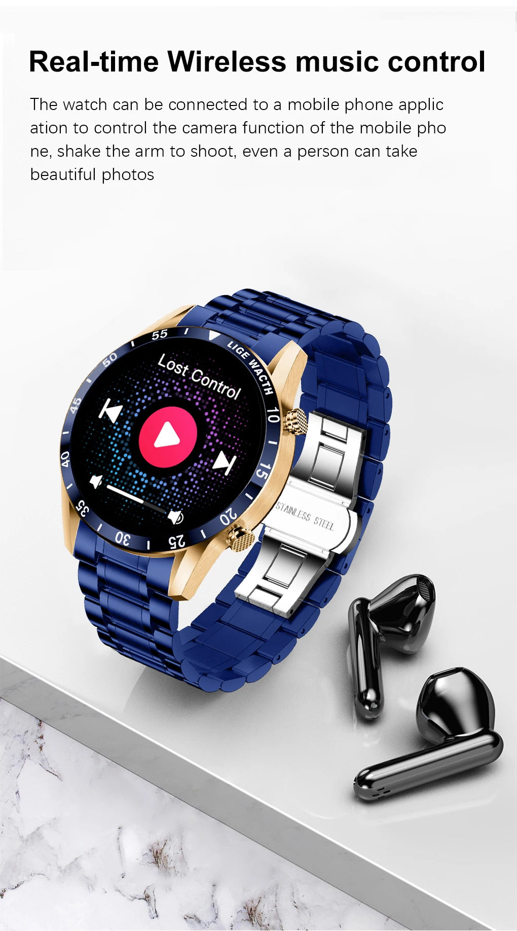 LIGE Original Smart Watch Men 1.39” HD Screen Bluetooth Call Men's Bracelet Heart Rate Blood Pressure Monitor Sports Smartwatch