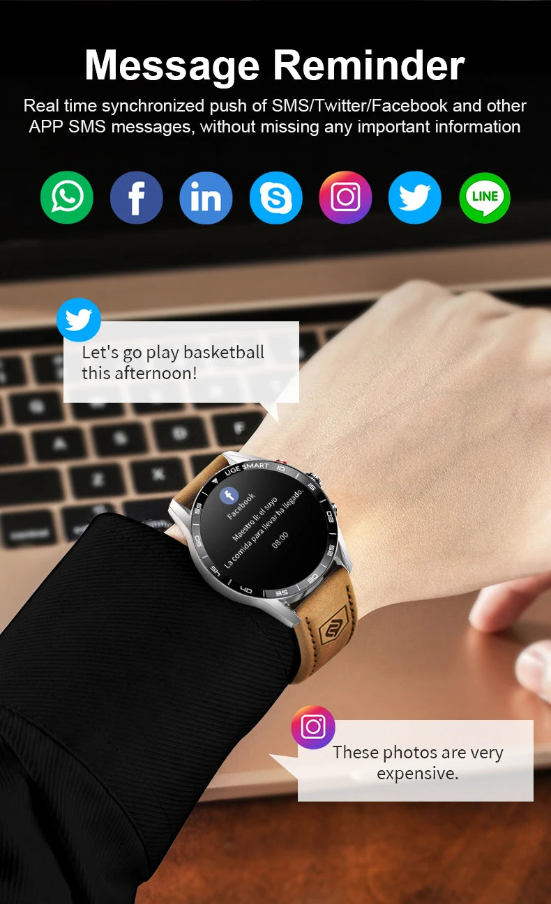 LIGE 2025 New Rugged Military Sports Smart Watch Men 1.39” HD Screen Heart Rate Bluetooth Call Waterproof Outdoor Men SmartWatch