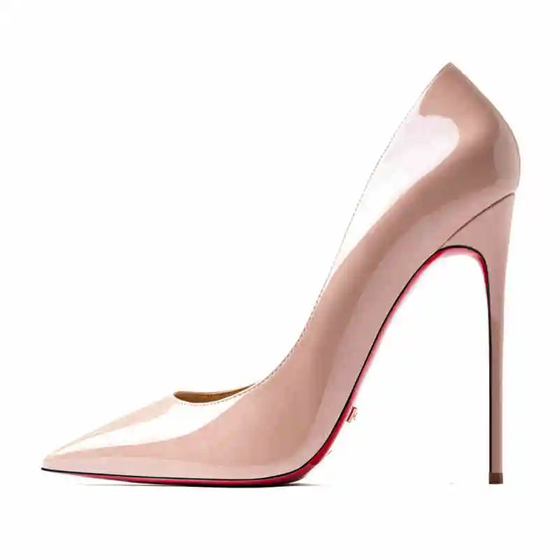 12cm (3) Women’s Patent Leather Pointed-Toe High Heels – 12cm Thin Heel