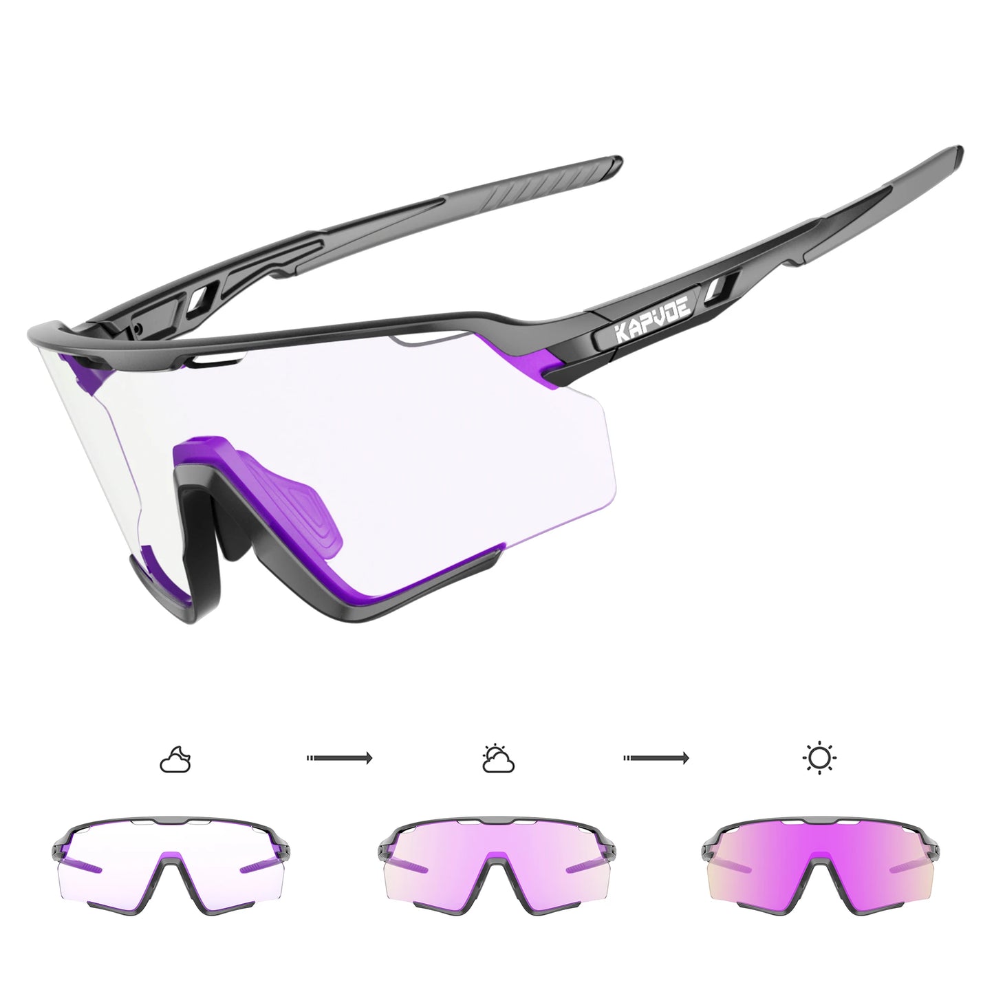 Kapvoe Photochromic Sunglasses Outdoor Bicycle Cycling Glasses MTB Driving Bike Eyewear Women Man Sports Hiking UV400 Goggles