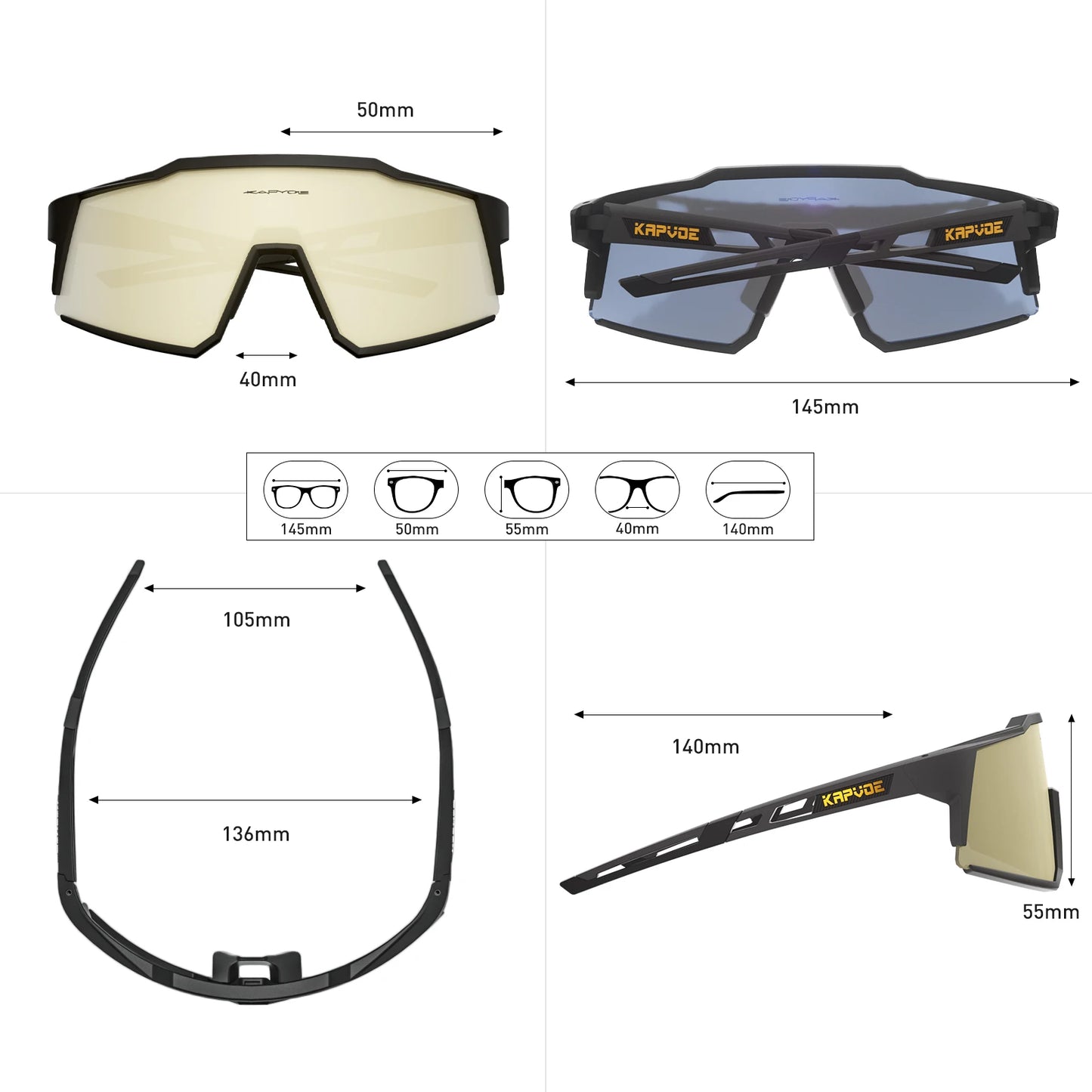 Kapvoe Fashion Polarized Sunglasses Cycling Glasses Bike Road Driving Goggles Outdoor UV400 Sports MTB Road Mountain Bicycle