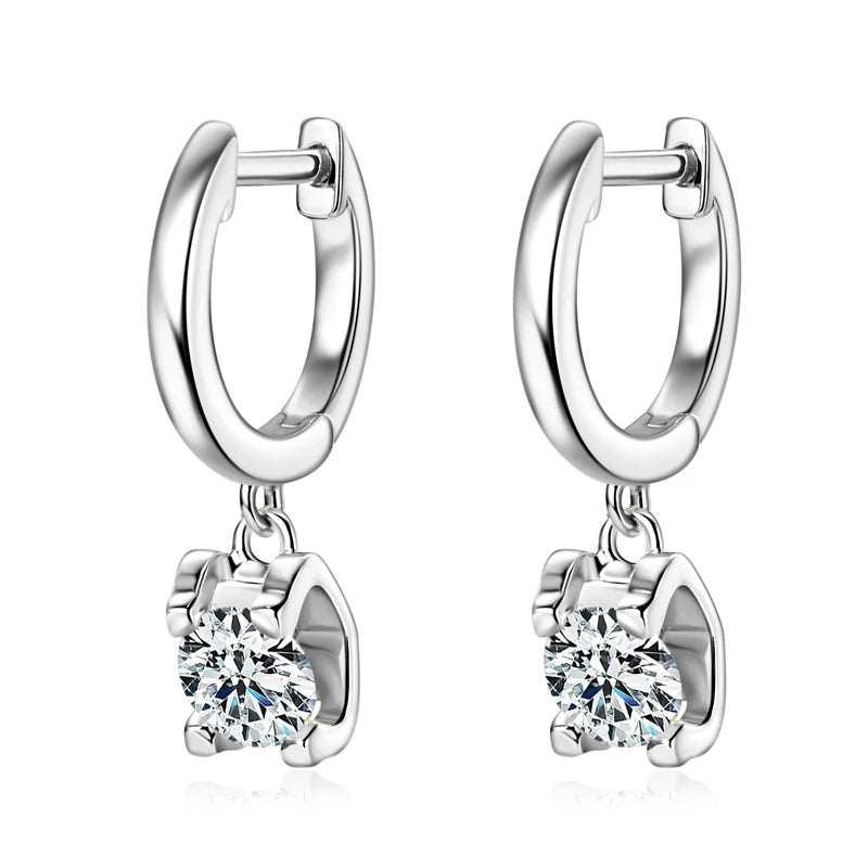 Lnngy 0.5ct-1ct Moissanite Pendant Necklace Earring For Women 925 Sterling Silver Stud Earrings Collares Mujer Bling Jewelry Set