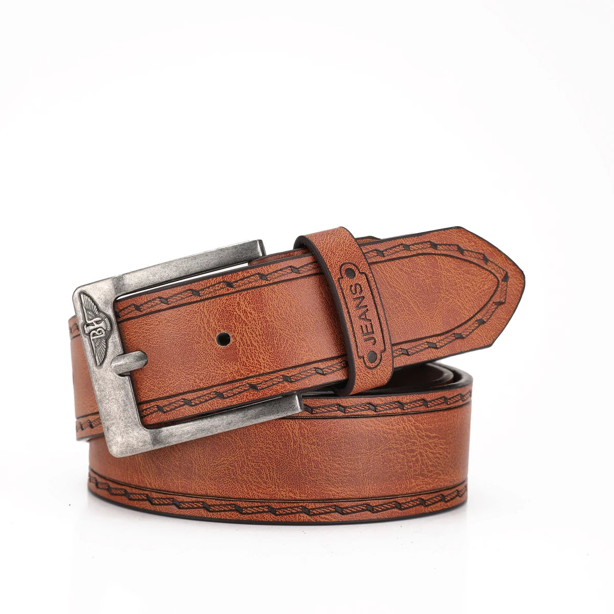 A Western-style PU leather belt for both men and women, a classic and casual retro belt