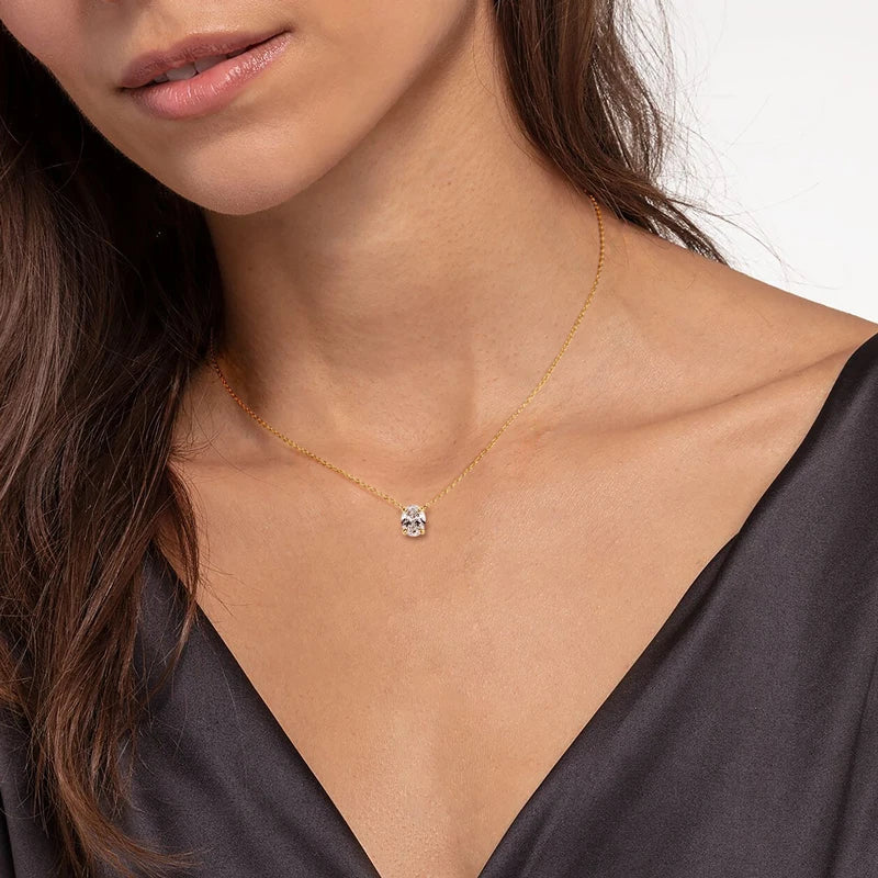 Lnngy 2024 Trend Oval Cut Moissanite Necklace For Women 925 Sterling Silver Pendant Necklace Exquisite Anniversary Brithday Gift
