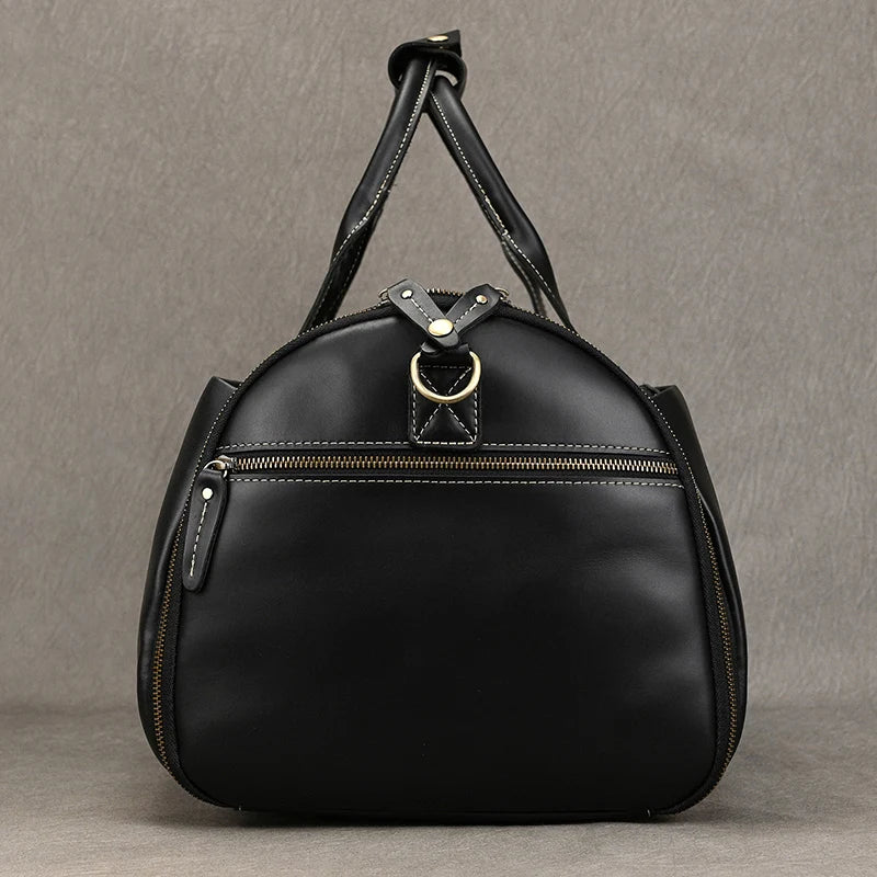 Crazy Horse Leather Folding Suit Bag Man Business Travel Bag With Shoe Pocket Clothes Cover Luggage Duffel Bag Man Bag For Suits