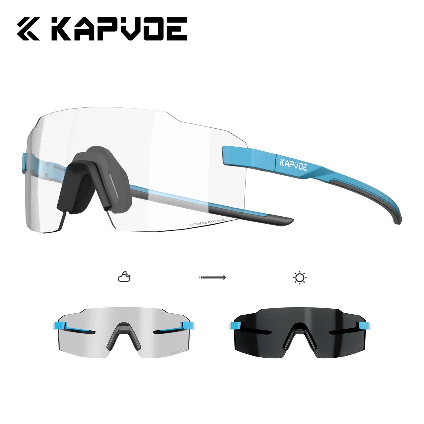 Kapvoe New Photochromic Sports Runnning Sunglasses Cycling Glasses Men Adjustable Nose Pad Women UV400 Hiking Bicycle Eyewear