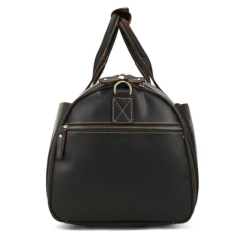 Crazy Horse Leather Folding Suit Bag Man Business Travel Bag With Shoe Pocket Clothes Cover Luggage Duffel Bag Man Bag For Suits