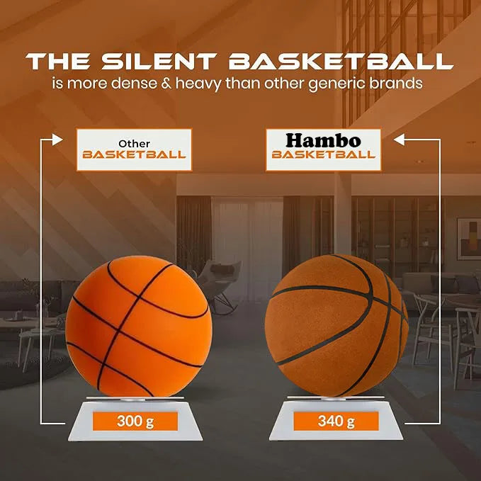 Grooved Silent Basketball w/ 90% Original Bounciness 29.5″ Quiet Bounce Indoor NBA Size No7 Airless PU Foam Basketball Xmas Gift