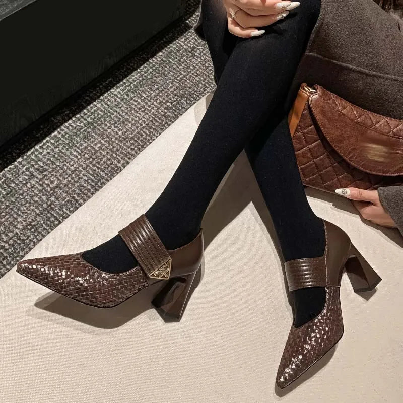 Women’s Genuine Leather para High Heels – Pointed Toe, Black & Brown