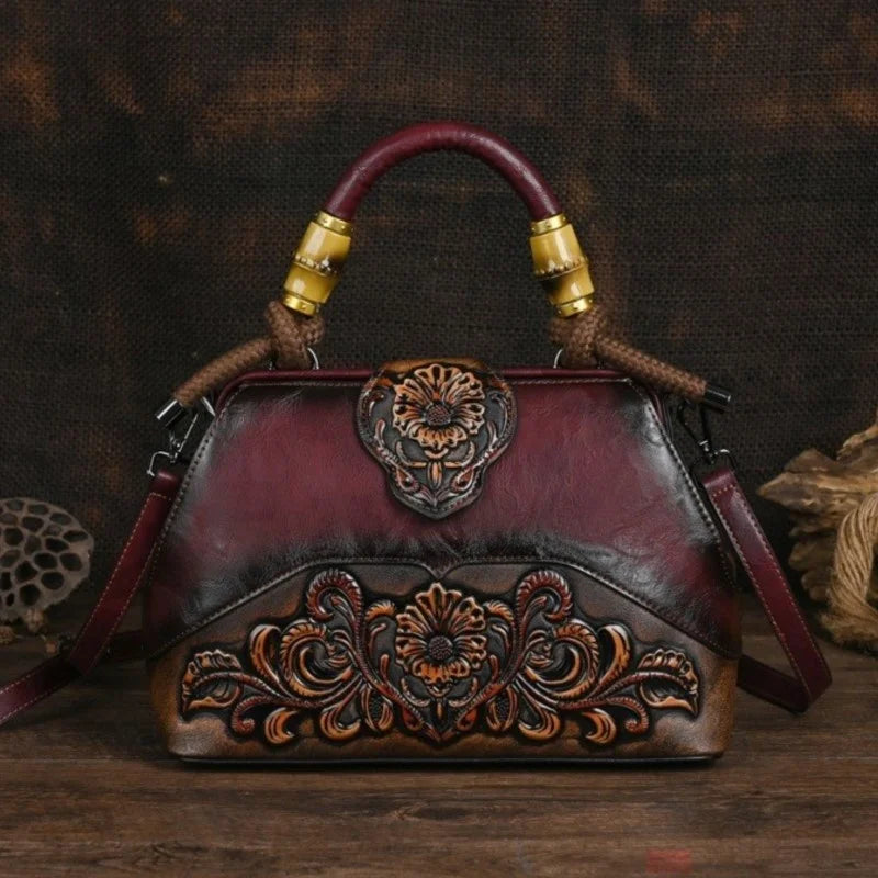 MOTAORA Handmade Luxury Handbags For Women Leather Shoulder Bags 2025 New Vintage Carved Ladies Hand Bags Designer Luxury Bag