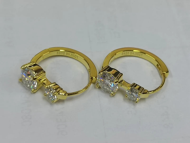 Lnngy 6.5mm Moissanite Earrings With Certificate Brinco Prata 925 Sterling Silver Hoop Earring For Women Korean Ear Jewerly