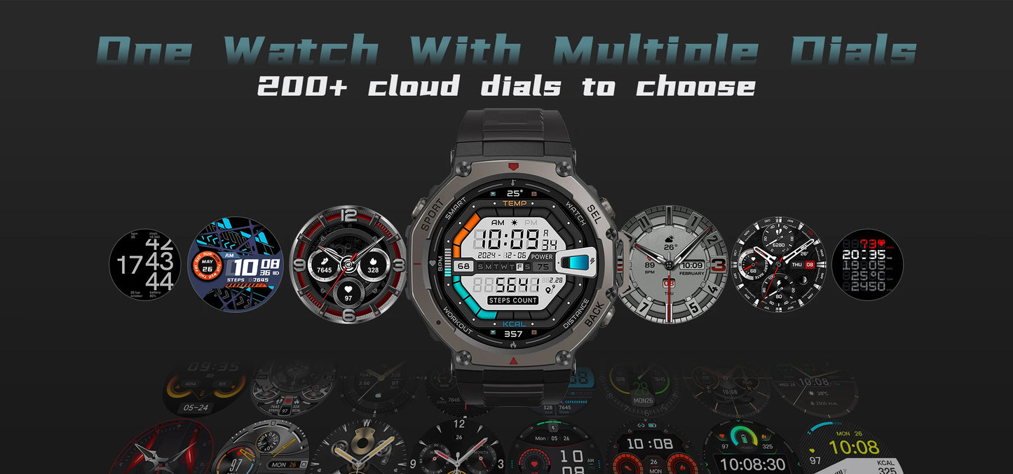 LIGE Fashion Smart Watch Bulit-in GPS Compass Altimeter Barometric 5ATM Waterproof AMOLED Screen Bluetooth Call Sport Smartwatch