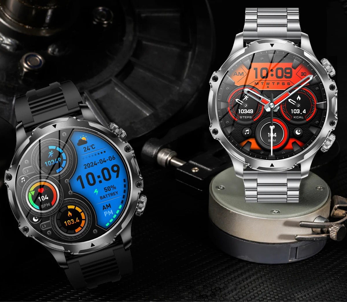 LIGE New 1.9" AMOLED 416*416 Screen Smart Watches Flashlight Outdoors Sports Fitness Tracker 700mah Large Battery Men Smartwatch