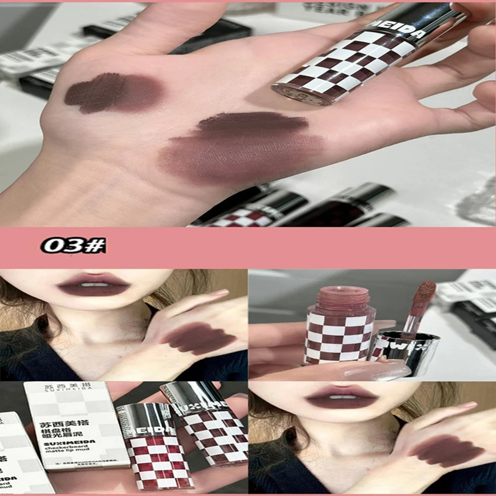 Punk Dark Red Lip Gloss Waterproof Lasting Matte Lipstick Smoky Nude Purple Matte Lipstick Natural Chocolates Lip Tint Makeup