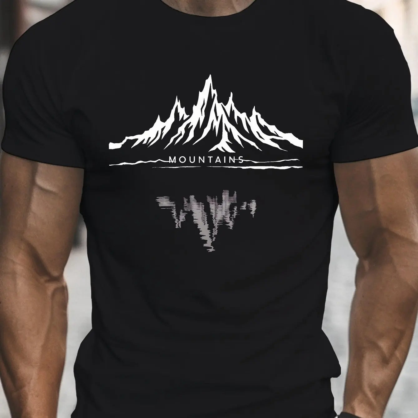 Men’s Summer 100% Cotton Casual T-Shirt Mountain Print | Loose Fit | Breathable Comfort