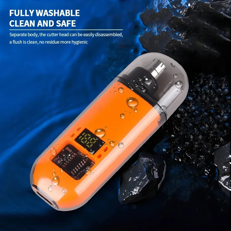 2-in-1 Electric Portable Ear & Nose Hair Trimmer Clipper – Professional Painless Grooming Tool for Men