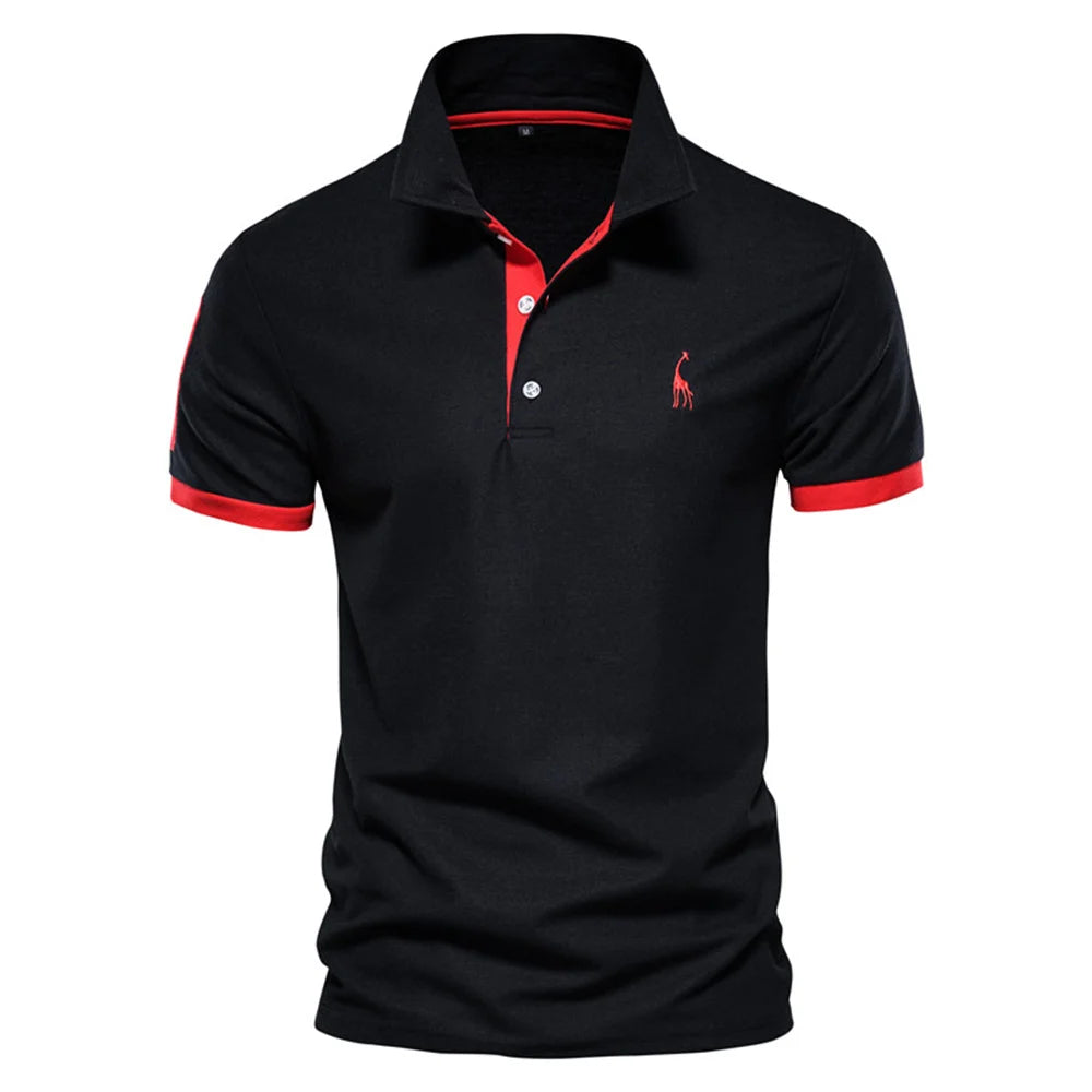 Polo style Giraffe Shirt Men Quality Embroidery Summer Short Sleeve Polo Casual Business Social Mens Polos BR Size
