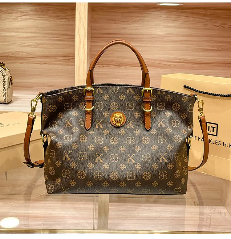 Women’s Light Luxury Retro Handbag – Large Capacity Shoulder & Crossbody Tote – 2025 High-End Fashion