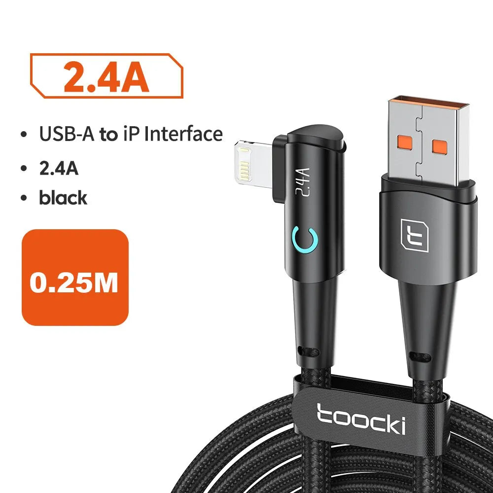 كابل Toocki USB لهاتف iPhone 14 13 12 11 Pro Max شاحن سريع كابل Lightning سلك USB لهاتف iPhone 12 11 X XR 8 7