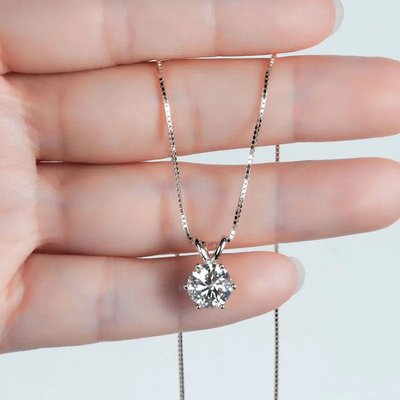 RAPRGOLD GRA Certified 0.5-5ct Moissanite Pendant Necklaces 925 Sterling Silver Solitaire Necklace Chain For Women Jewellry Gift