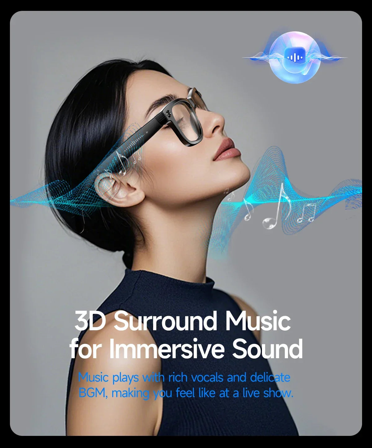 GrabliWorld AI Smart Camera Glasses – UHD Recording, Dual-Mic Noise Cancelling, Voice Control, Waterproof