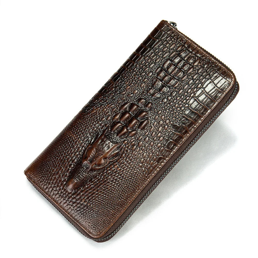 MOTAORA Men's Wallet Genuine Leather Crocodile Pattern Male Purse Fashion Business Clutch For Men Casual Embossed Card Holder