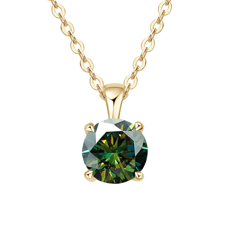JoyceJelly Classic Four Prong 1ct Moissanite Necklace Women's 925 Sterling Silver Plated 18k Gold Pendant Luxury Fine Jewelry