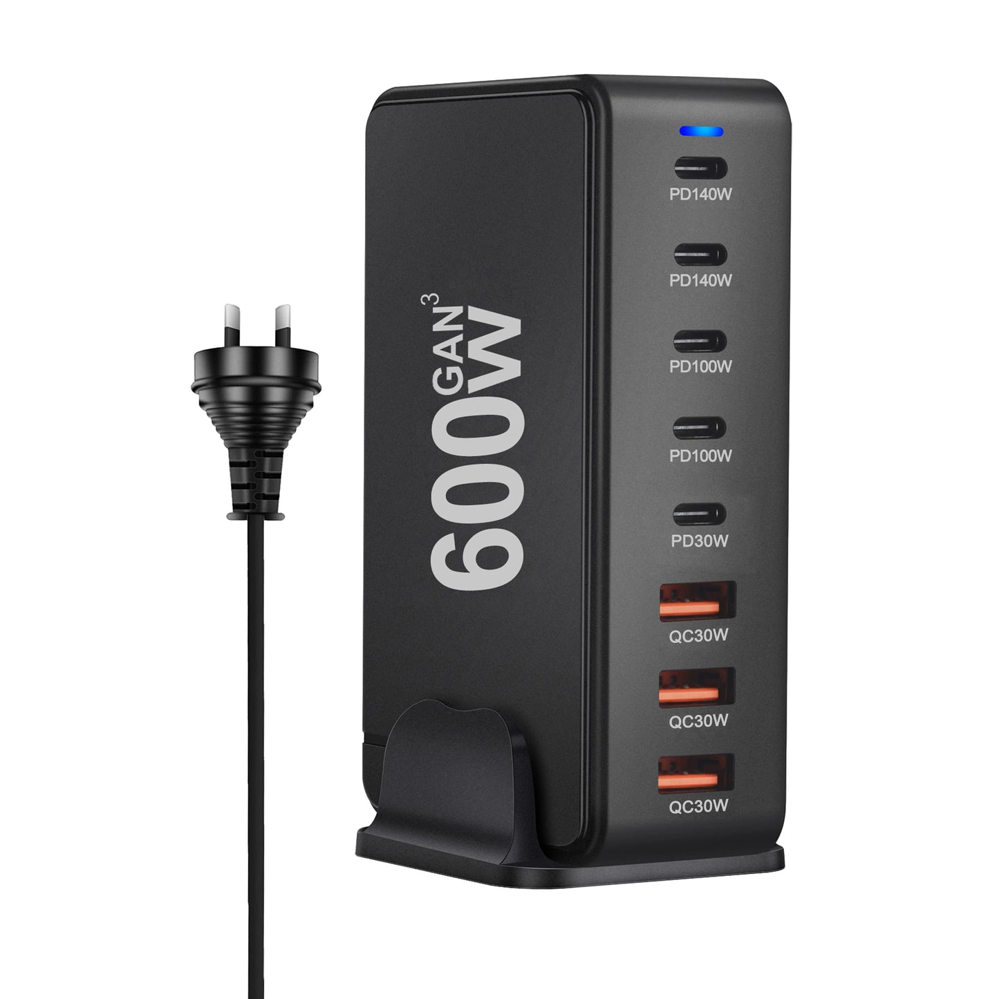 NEW 600W Gan Fast Charge 3.0 USB Type C Fast Charger Mobile 8-port 5C3A PD Charger Convenient To Carry Tablet Charger