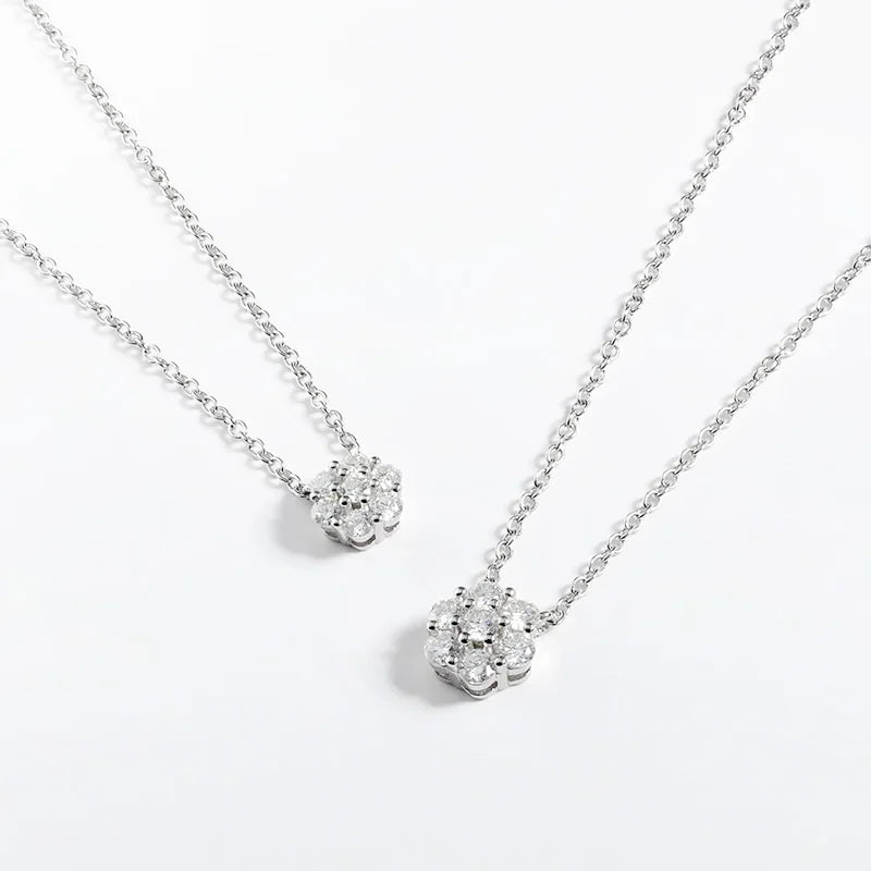 Flower Bracelets with Shiny Moissanite Sterling Silver Adjustable Wedding Anniversary Luxury Gifts Necklace Bracelet Jewelry Set